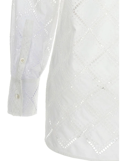 Shop Kiton Camicia Cotone Traforato In White
