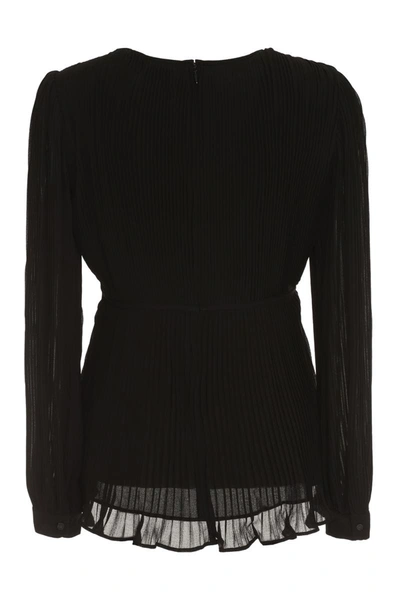 Shop Michael Michael Kors Pleated Blouse In Black