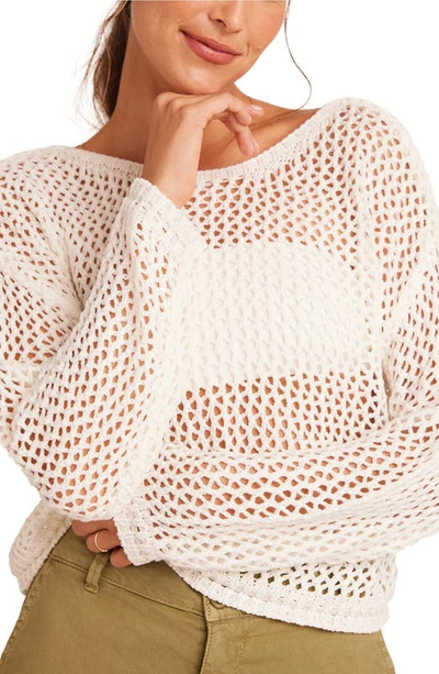 Shop Bella Dahl Open Stitch Drop Shoulder Sweater In Off White