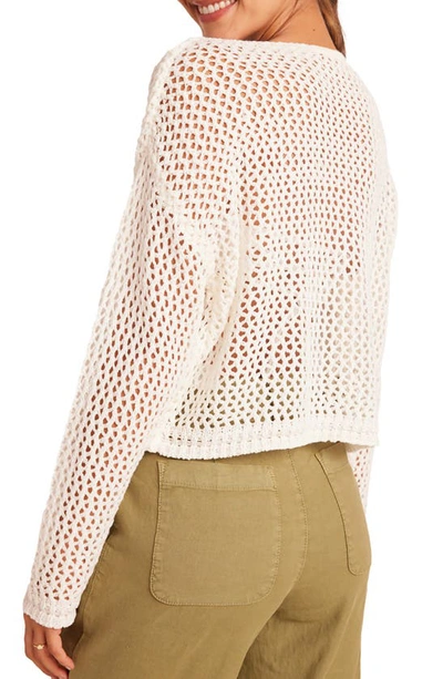 Bella Dahl Open Stitch Drop Shoulder Sweater In Off White