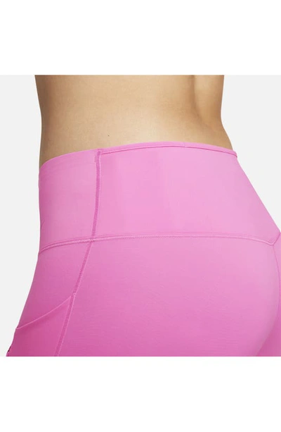 Shop Nike Dri-fit Go High Waist 7/8 Leggings In Playful Pink/ Black