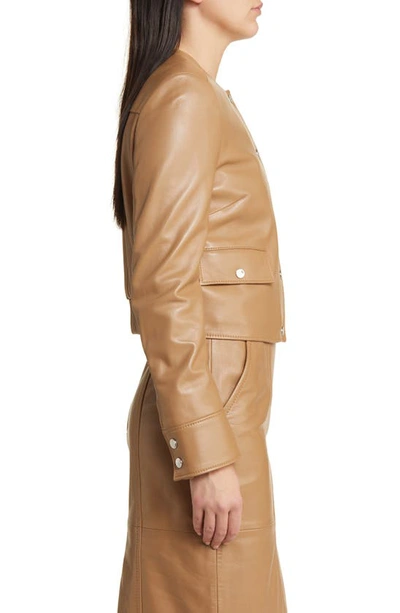 Shop Hugo Boss Samarie Leather Jacket In Iconic Camel