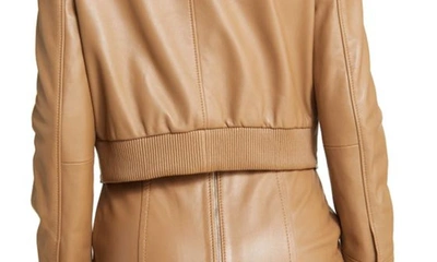 Shop Hugo Boss Samarie Leather Jacket In Iconic Camel