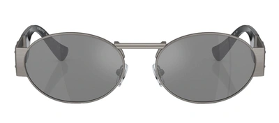 Shop Versace Ve2264 10016g Oval Sunglasses In Grey
