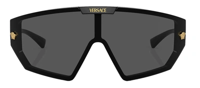 Shop Versace Ve 4461 Gb1/87 Shield Sunglasses In Grey