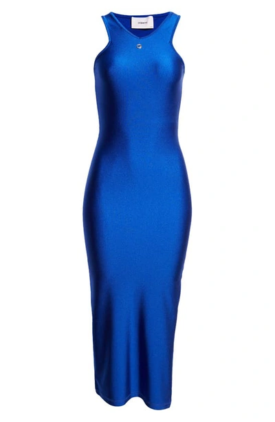 Shop Coperni Logo Plaque Stretch Jersey Tank Dress In Blue