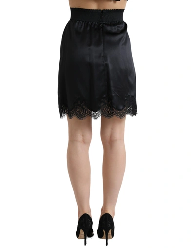 Shop Dolce & Gabbana Elegant High Waist Lace Pencil Women's Skirt In Black