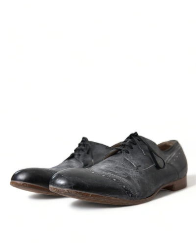 Shop Dolce & Gabbana Elegant Leather Derby Dress Men's Shoes In Black