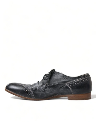 Shop Dolce & Gabbana Elegant Leather Derby Dress Men's Shoes In Black