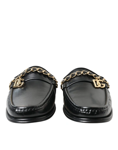 Shop Dolce & Gabbana Black Leather Visconti Slippers Dress Men's Shoes
