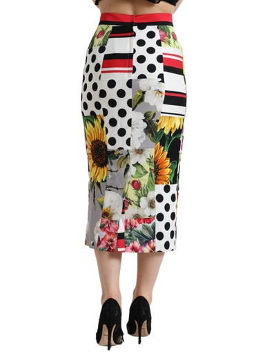 Shop Dolce & Gabbana Glamorous High Waist Patchwork Midi Women's Skirt In Multicolor