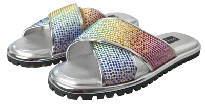 Shop Dolce & Gabbana Sparkling Silver Men's Slides