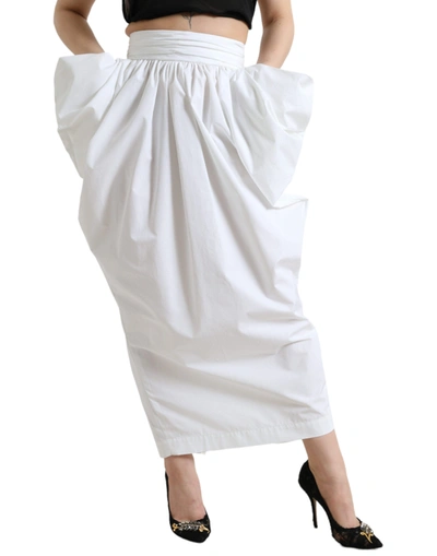 Shop Dolce & Gabbana Elegant High Waist Cotton Maxi Women's Skirt In White