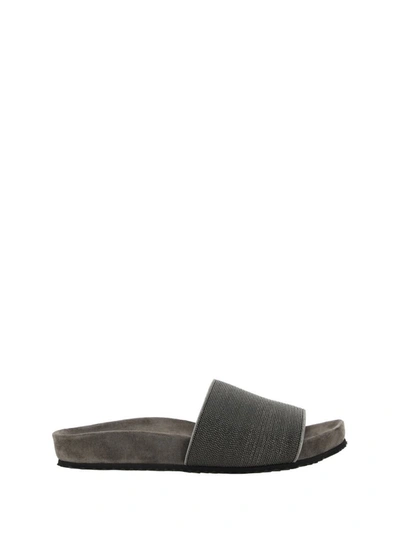 Shop Brunello Cucinelli Sandals In Litio/argento/rutenio