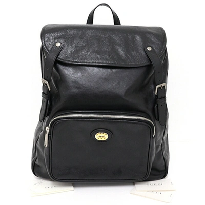 Shop Gucci Backpack Black Leather Backpack Bag ()
