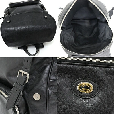 Shop Gucci Backpack Black Leather Backpack Bag ()