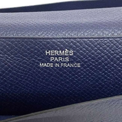 Shop Hermes Hermès Béarn Navy Leather Wallet  ()