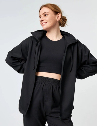 Shop Girlfriend Collective Sideline Full-zip Windbreaker In Black