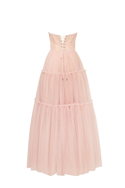 Shop Milla Misty Rose Tulle Maxi Dress With Ruffled Skirt, Garden Of Eden