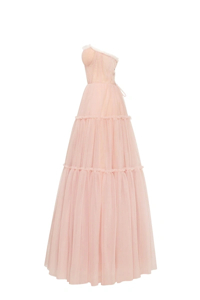 Shop Milla Misty Rose Tulle Maxi Dress With Ruffled Skirt, Garden Of Eden