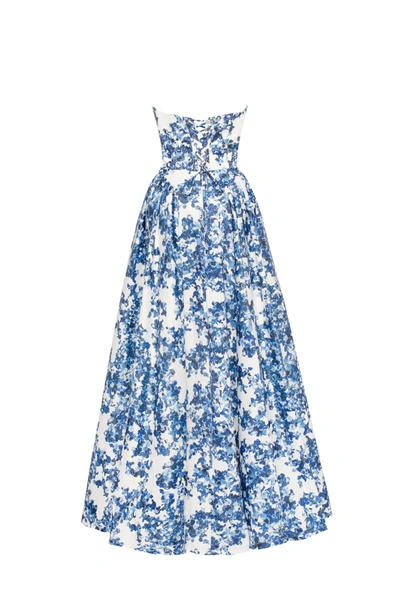 Milla Ravishing Blue Hydrangea Corset Maxi Dress, Garden Of Eden In Blue-double