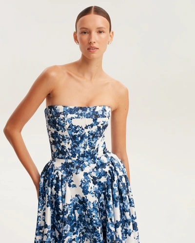 Milla Ravishing Blue Hydrangea Corset Maxi Dress, Garden Of Eden In Blue-double