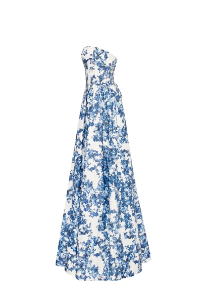 Milla Ravishing Blue Hydrangea Corset Maxi Dress, Garden Of Eden In Blue-double