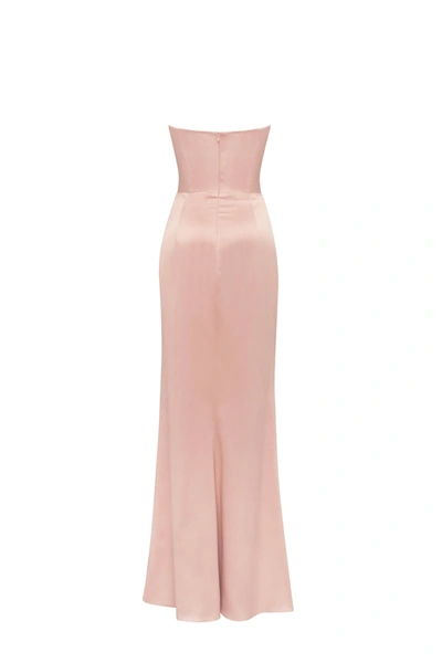 Milla Fancy Satin Misty Rose Maxi Dress, Garden Of Eden In Misty Rose