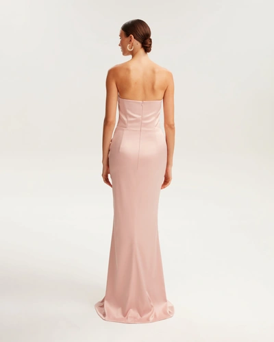 Milla Fancy Satin Misty Rose Maxi Dress, Garden Of Eden In Misty Rose