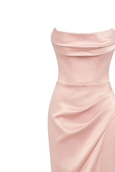 Milla Fancy Satin Misty Rose Maxi Dress, Garden Of Eden In Misty Rose