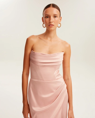 Milla Fancy Satin Misty Rose Maxi Dress, Garden Of Eden In Misty Rose