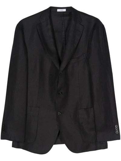 Boglioli Single-breasted Linen Blazer In Blue