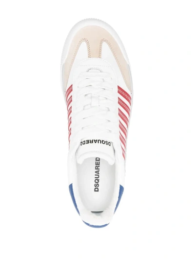 Shop Dsquared2 New Jersey Leather Sneakers In Bianco+rosso+blu