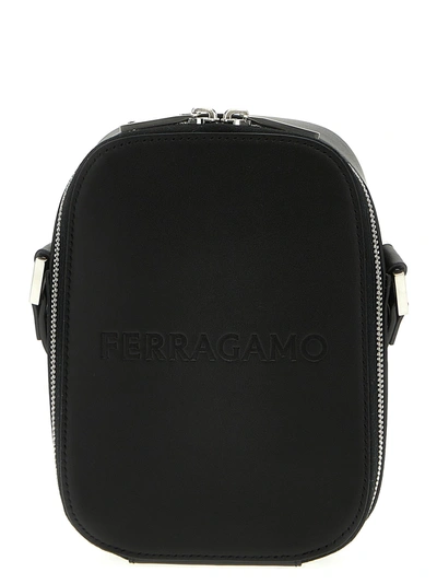 Shop Ferragamo Compact Shoulder Strap Crossbody Bags Black