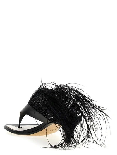 Lanvin Feather Swing 65 Leather Sandals In Black
