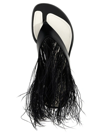 Lanvin Feather Swing 65 Leather Sandals In Black