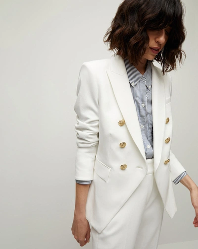 Shop Veronica Beard Miller Dickey Jacket Off-white Gold In Off-white With Gold Buttons