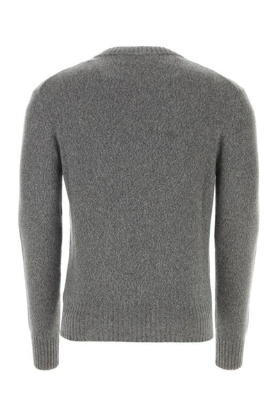 Shop Ami Alexandre Mattiussi Ami Man Melange Grey Cashmere Blend Sweater In Gray
