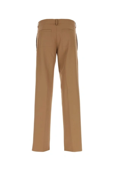 Fendi Wide-leg Wool Blend Trousers With Belt Loops In Brown