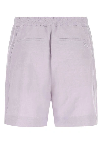 Shop Fendi Man Lilac Linen Blend Bermuda Shorts In Purple