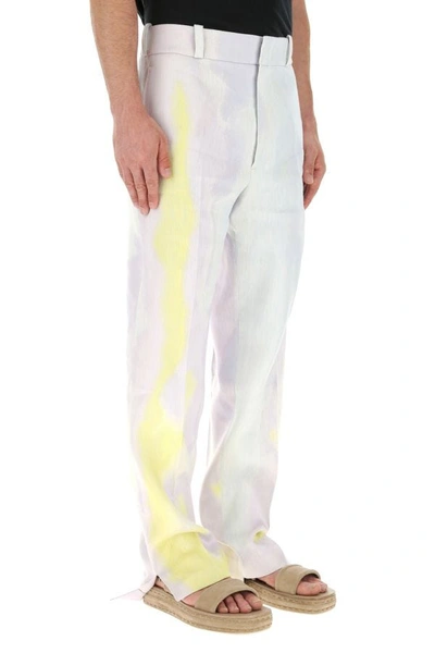 Shop Fendi Man Printed Linen Blend Pant In Multicolor