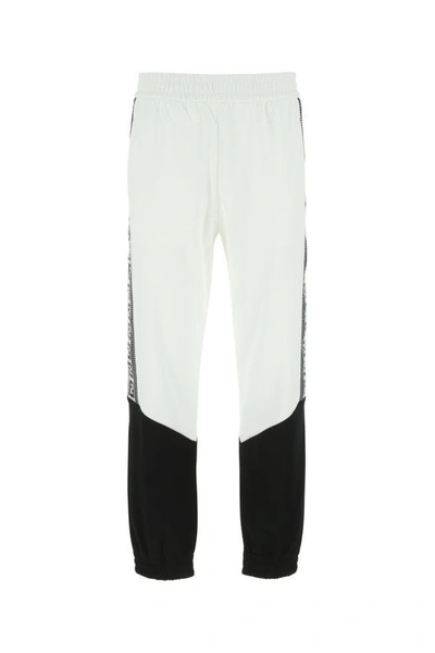 Shop Fendi Man Two-tone Polyester Blend Joggers In Multicolor