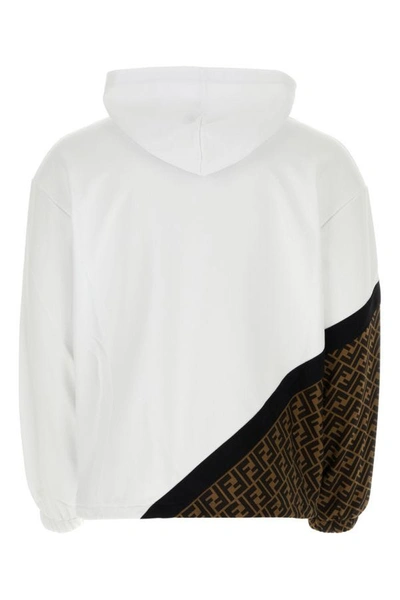 Shop Fendi Man White Jersey Sweatshirt