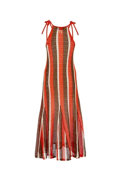 Shop Fendi Woman Multicolor Crochet Dress