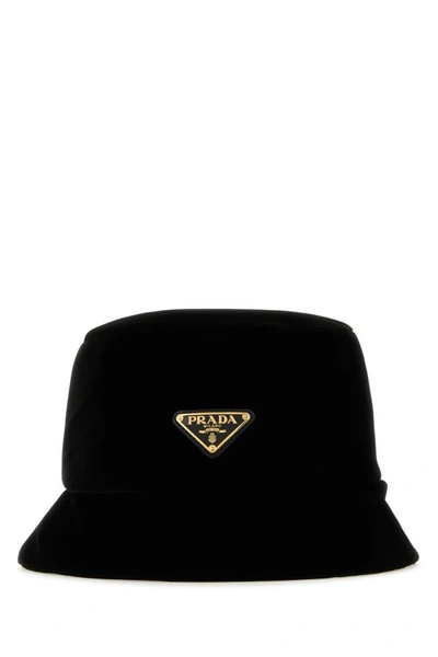 Shop Prada Woman Black Velvet Hat