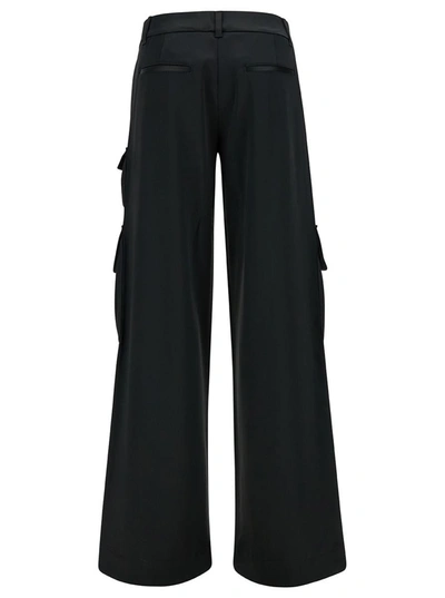 Shop Off-white Black Low-waisted Cargo Pants In Acetate Blend Woman
