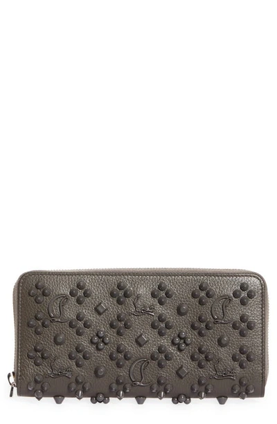 Shop Christian Louboutin Panettone Spiked Calfskin Wallet In I629 Rocket/ Rocket