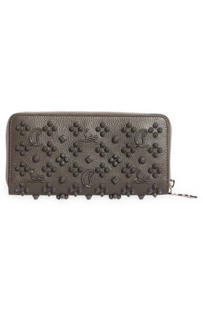 Shop Christian Louboutin Panettone Spiked Calfskin Wallet In I629 Rocket/ Rocket