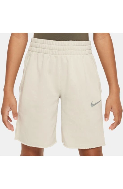 Shop Nike Kids' Dri-fit Fleece Shorts In Light Bone