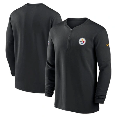Shop Nike Black Pittsburgh Steelers 2023 Sideline Performance Long Sleeve Tri-blend Quarter-zip Top